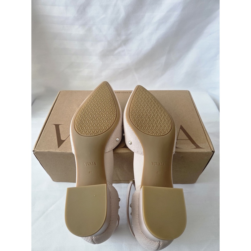 VIVAIA Galilea Ballet Blush Pearl Knit Pointed Toe Block Heel Pumps EU 41 US 9.5 - Picture 4 of 16